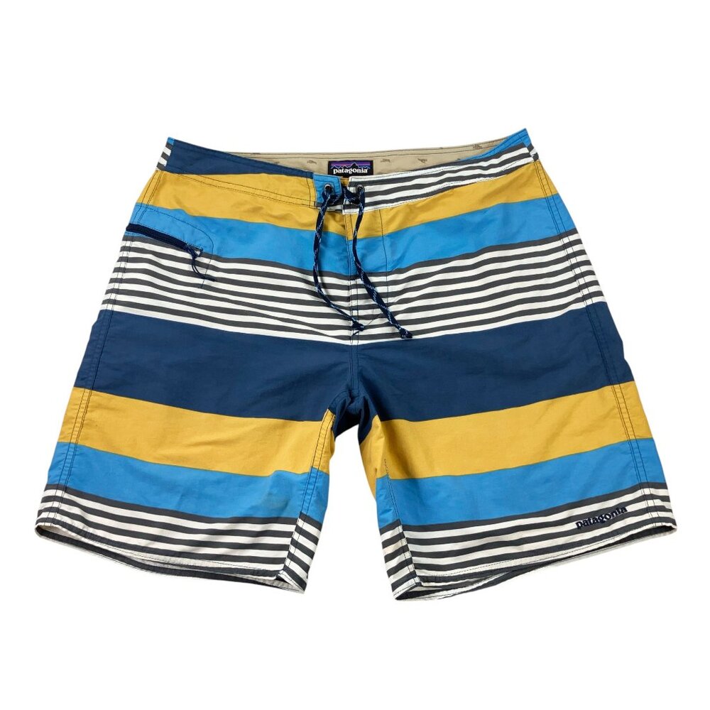 Patagonia 7" Board Shorts Mens Size 35 Color Block Striped Swim Trunks